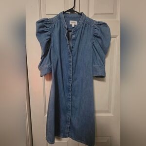 Frame Gillian Mini Denim Puff Sleeve Women's Dress Size Small